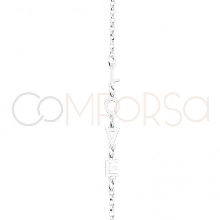 Pulseira Love 17 + 3cm de extensão prata 925 banhada a ouro