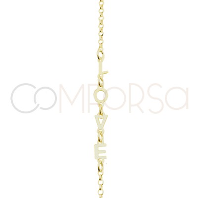 Pulseira Love 17 + 3cm de extensão prata 925 banhada a ouro