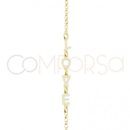 Pulseira Love 17 + 3cm de extensão prata 925 banhada a ouro