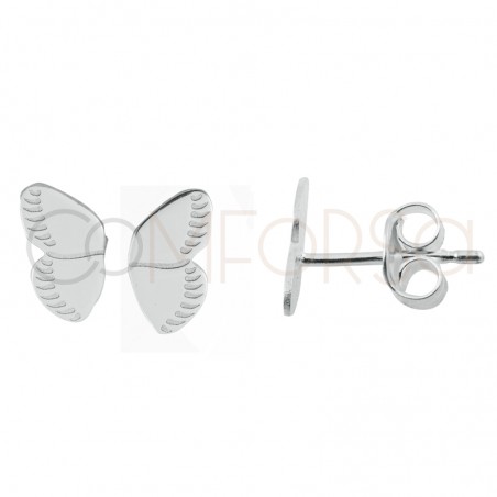 Brincos asas de borboleta 6 x 10mm prata 925