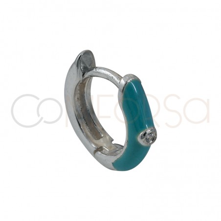 Mini brinco esmalte verde 12mm prata 925