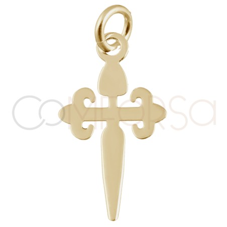 Pingente "Cruz de Santiago" 9x17mm prata 925 banhada a ouro