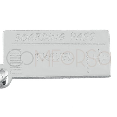 Pingente mini-boarding pass 9x4.5mm prata 925