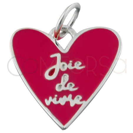Pingente coração irregular “Joie de vivre” rosa 15mm prata 925