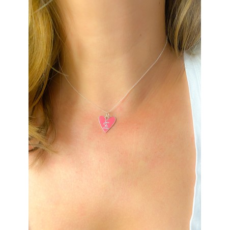 Pingente coração irregular “Joie de vivre” rosa 15mm prata 925