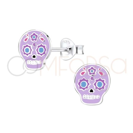 Brincos catrina com esmalte 8 x 9mm prata 925