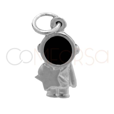 Pingente astronauta com estrela 6 x 12mm prata 925