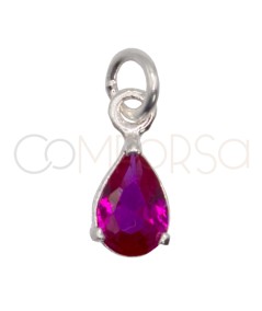 Pingente mini lágrima Ruby 5 x 9mm prata 925