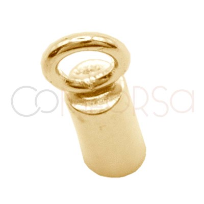 Tubo forrado com argola 2.1 x 6 mm prata 925 banhada a ouro