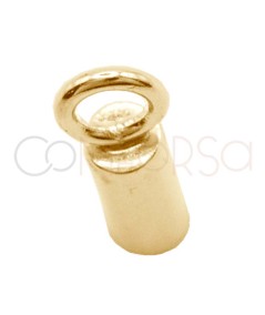 Tubo forrado com argola 2.1 x 6 mm prata 925 banhada a ouro