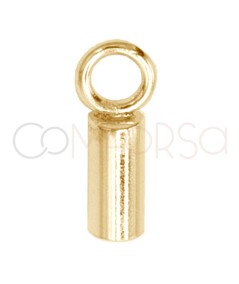 Tubo forrado com argola 2.1 x 6 mm prata 925 banhada a ouro