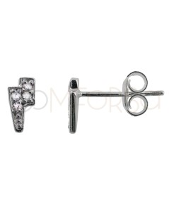 Mini brincos raio com zircônias crystal 7 x 3.8mm prata 925