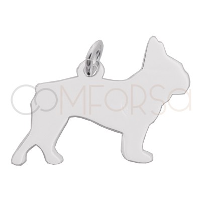 Gravura + Pingente cão Buldogue Francês 20 x 15mm prata 925