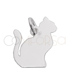 Gravura + Pingente gato sentado 15 x 15mm prata 925