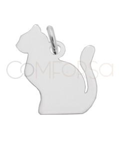 Gravura + Pingente gato sentado 15 x 15mm prata 925