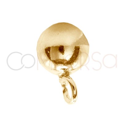 Brinco bola com argola 3 mm prata 925 banhada a ouro