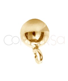 Brinco bola com argola 3 mm prata 925 banhada a ouro