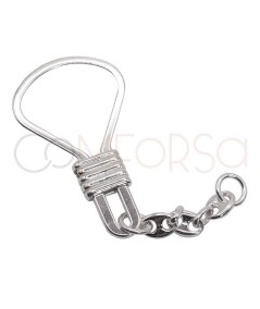 Argola para chaveiro pera com corrente 25 x 73 mm prata 925