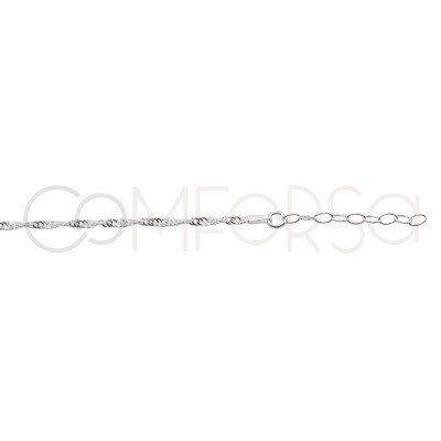 Pulseira Singapore (2.2mm) 15cm + 3cm prata 925