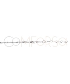 Pulseira Singapore (2.2mm) 15cm + 3cm prata 925