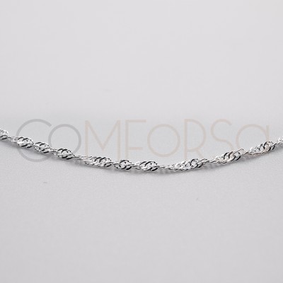 Pulseira Singapore (2.2mm) 15cm + 3cm prata 925