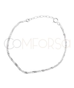 Pulseira Singapore (2.2mm) 15cm + 3cm prata 925