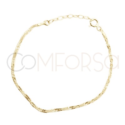 Pulseira Singapore (2.2mm) 15cm + 3cm prata 925