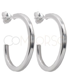 Brincos de argola fio quadrado 25mm prata 925