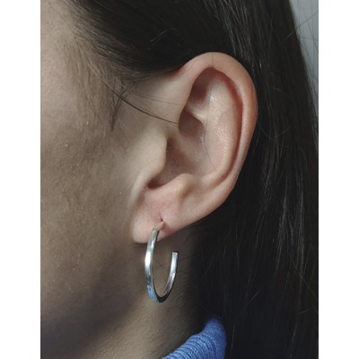 Brincos de argola fio quadrado 25mm prata 925