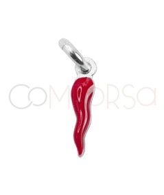 Pingente mini chili esmalte vermelho 2 x 9mm prata 925