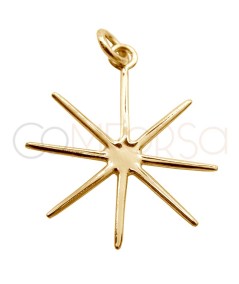 Pingente asterisco 20mm prata 925 banhada a ouro