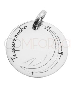 “Te quiero mucho” com estrelas medalha 20mm prata 925