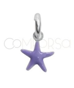 Pingente mini estrela esmalte lilás 5.6mm prata 925