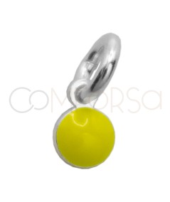 Pingente mini círculo esmalte amarelo 3.5mm prata 925