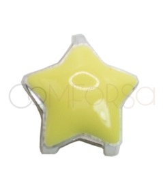 Entremeio mini estrela esmalte amarelo 6.5mm prata 925