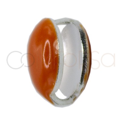 Entremeio mini círculo esmalte laranja 6mm prata 925