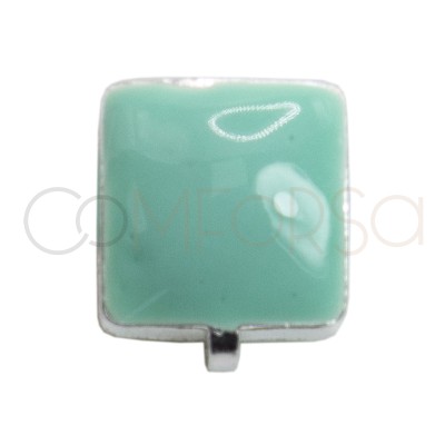 Entremeio mini quadrado esmalte mint 5.5mm prata 925