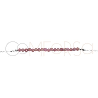 Pulseira de pedras Pink Tourmaline prata 925