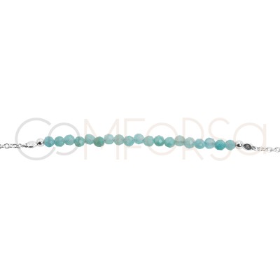 Pulseira de pedras Amazonite prata 925