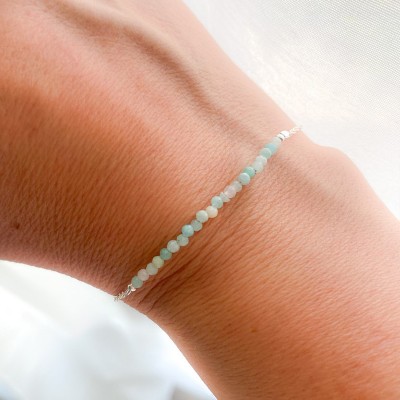 Pulseira de pedras Amazonite prata 925