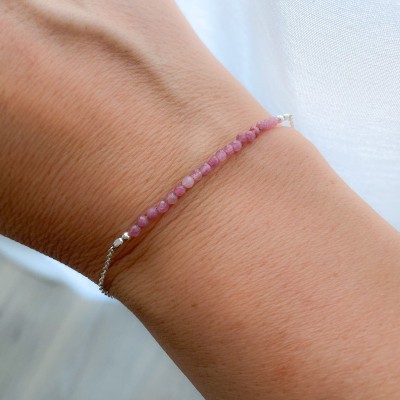 Pulseira de pedras Pink Tourmaline prata 925