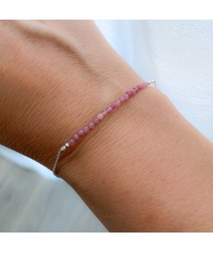 Pulseira de pedras Pink Tourmaline prata 925