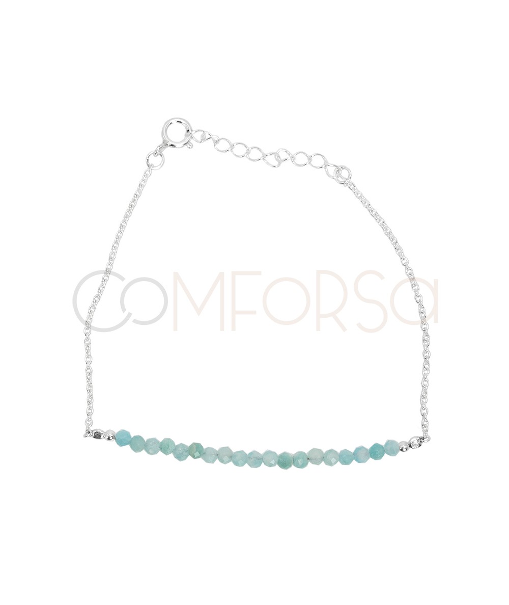 Pulseira de pedras Amazonite prata 925