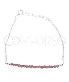 Pulseira de pedras Pink Tourmaline prata 925