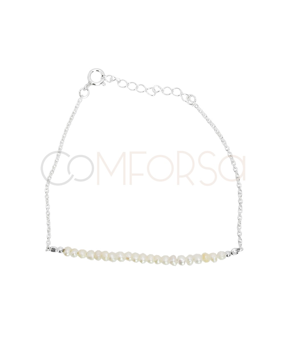 Pulseira de pérolas Peridoto prata 925