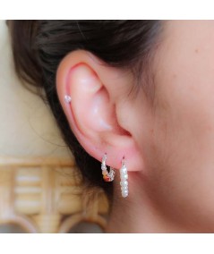 Brincos de argola com pedras Ágata Laranja 16mm prata 925