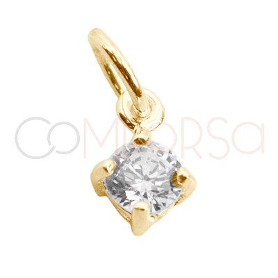 Pingente mini zircónia Crystal 4mm prata 925