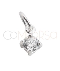 Pingente mini zircónia Crystal 4mm prata 925