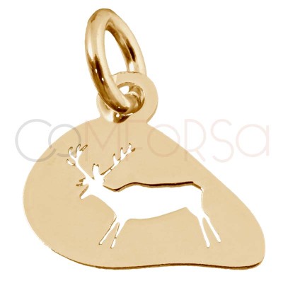 Pingente Altamira cervo 9.5 x 8mm prata 925 banhada a ouro