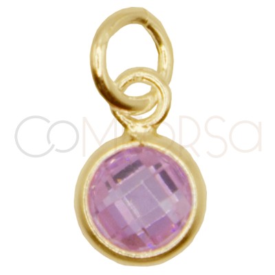 Pingente mini zircônia rosa 4.5mm prata 925